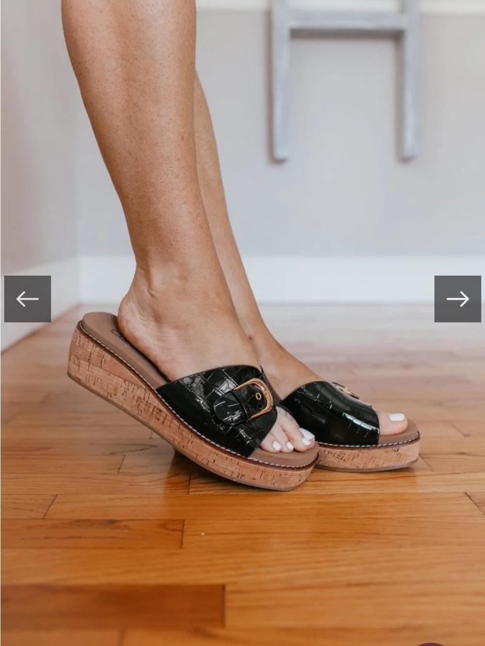 Corkys Black Cork-Platform Slide Sandals with Buckle